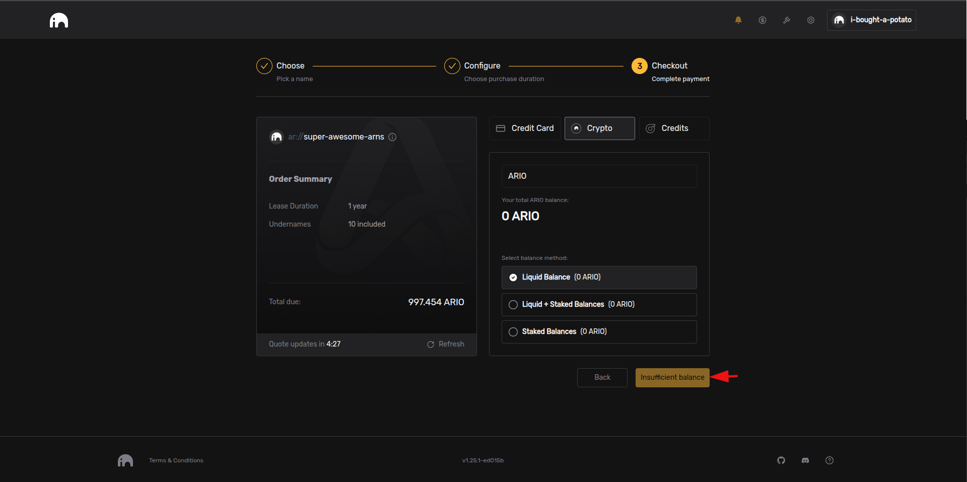 Insufficient Balance